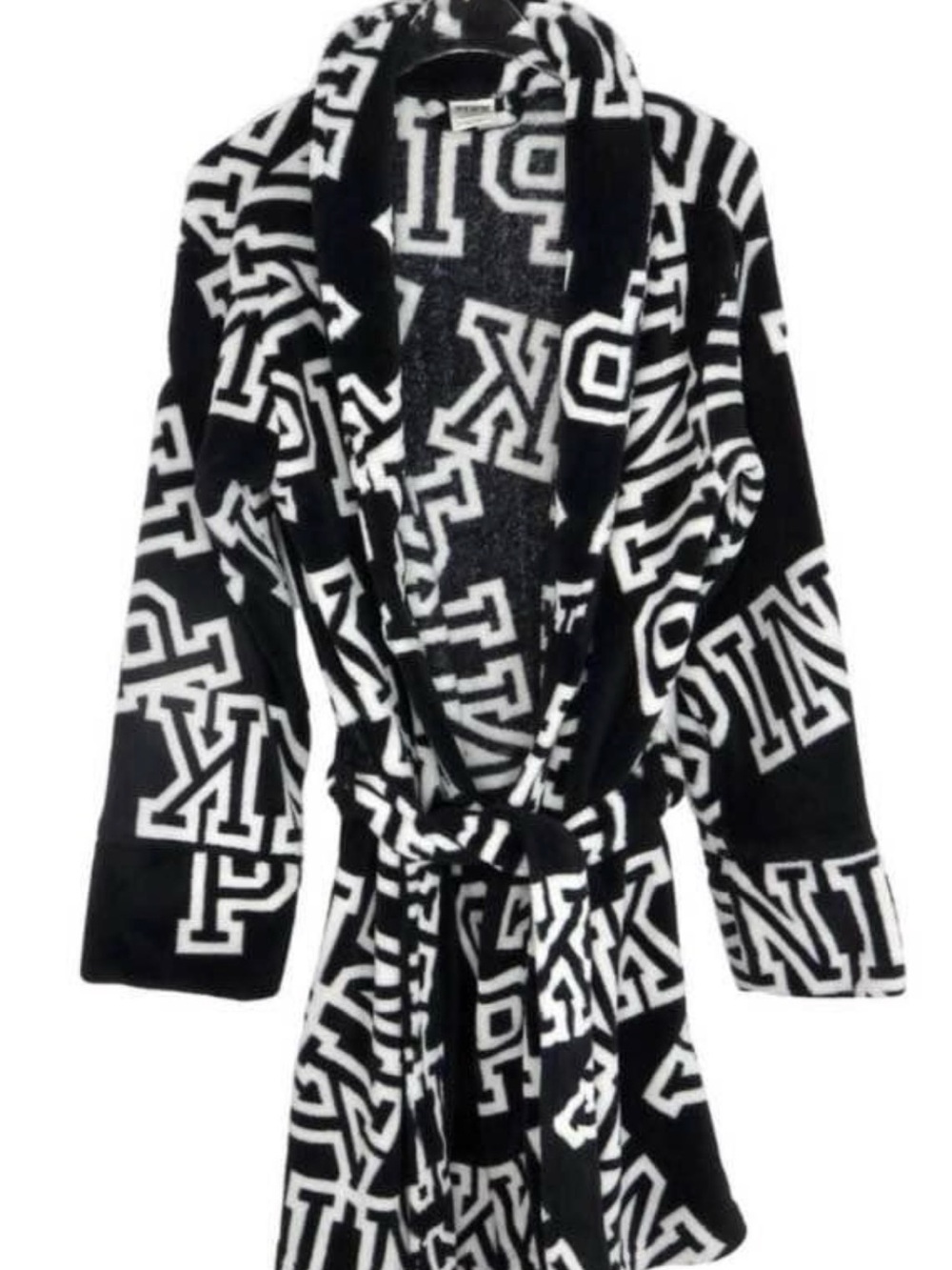 PINK Victoria's Secret Black and White Logo Plush Robe